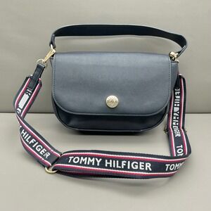Tommy Hilfiger Crossbody Bag Navy Flap Shoulder Handbag Adjustable Logo Strap